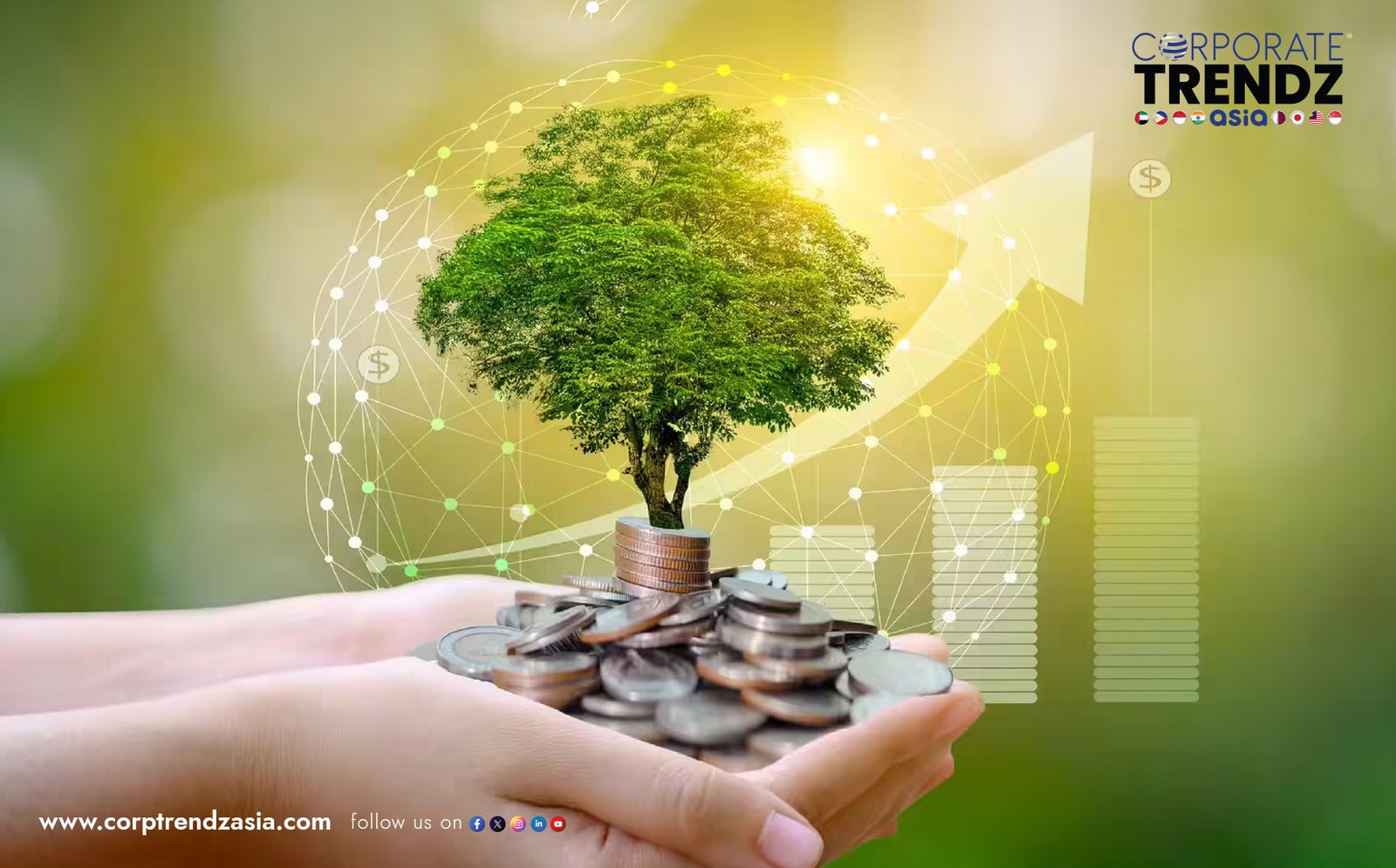 A modern CFO reviewing a dashboard that integrates financial performance charts with ESG and sustainability metrics.